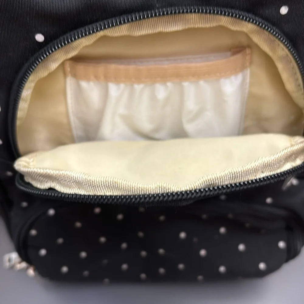 CATEEPBABY Organizer Travel Diaper Backpack black with white polka dots FLAWS! - Picture 7 of 11